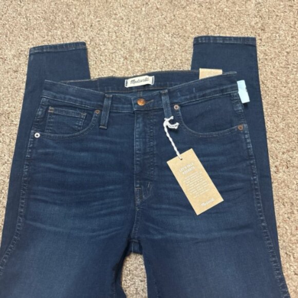 MADEWELL 10" SKINNY HIGH RISE HAYES WASH DARK DISTRESS JEANS NWT 28 w $128 - Picture 8 of 11